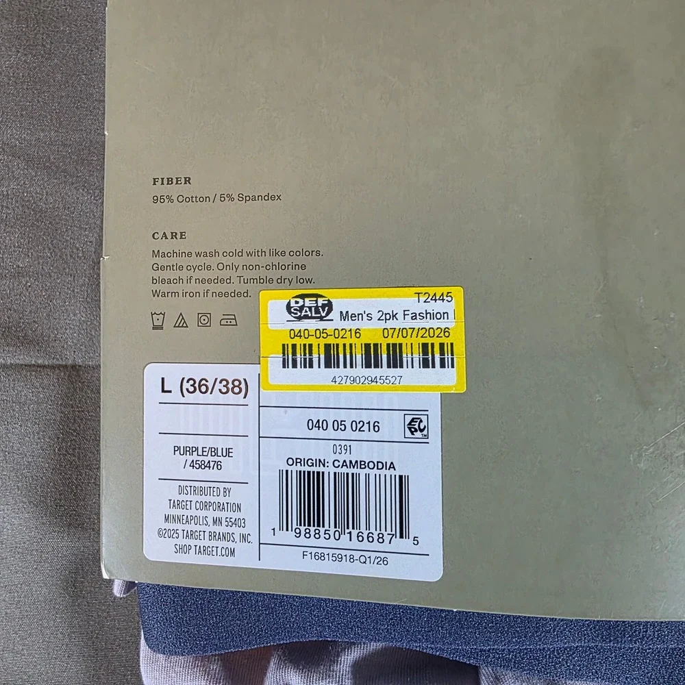 Goodfellow & Co Mens 2pk Boxer Briefs Navy Purple Large 36-38 Cotton Stretch